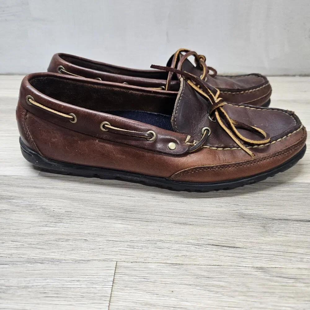 Polo Ralph Lauren Sport Mens Brown Leather Loafer Size 8.5 Preppy Office